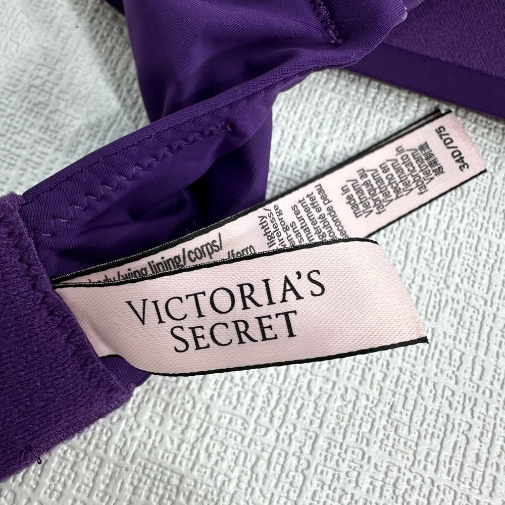 NWOT Victoria’s Secret T shirt lightly lined wireless bra purple size 34D - Picture 4 of 8